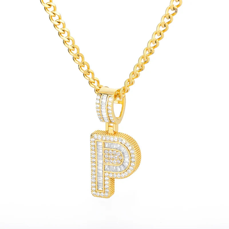 Cubic Zirconia Letters A-Z Pendant Necklaces Iced Out Rock Candy Style Initial Charms Necklace Fantastic Jewelry Gift-Dollar Bargains Online Shopping Australia