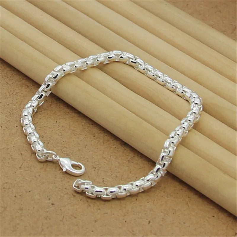 New 925 Sterling Silver Bracelet Four-Leaf Clover Heart Snake Bone Bracelet For Women Men Charm Jewelry Gift