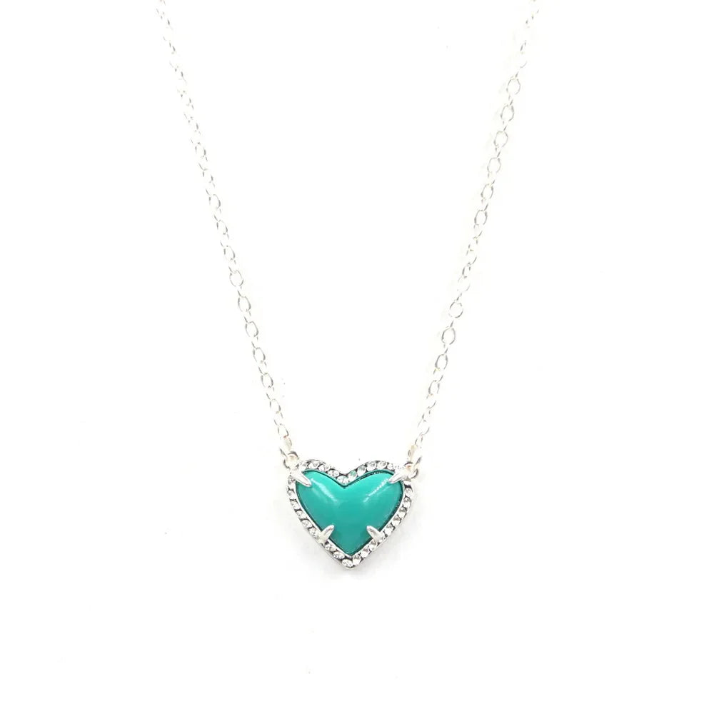 Gift Glitter Abalone Stone Small Heart Shaped 3D Resin Shell Mini Love Necklaces for Women Pendants-Dollar Bargains Online Shopping Australia
