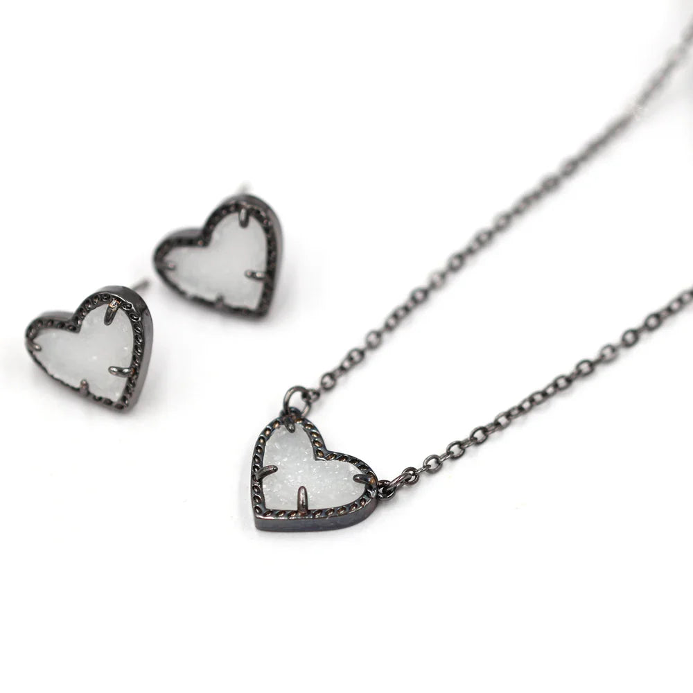 Gift Glitter Abalone Stone Small Heart Shaped 3D Resin Shell Mini Love Necklaces for Women Pendants-Dollar Bargains Online Shopping Australia