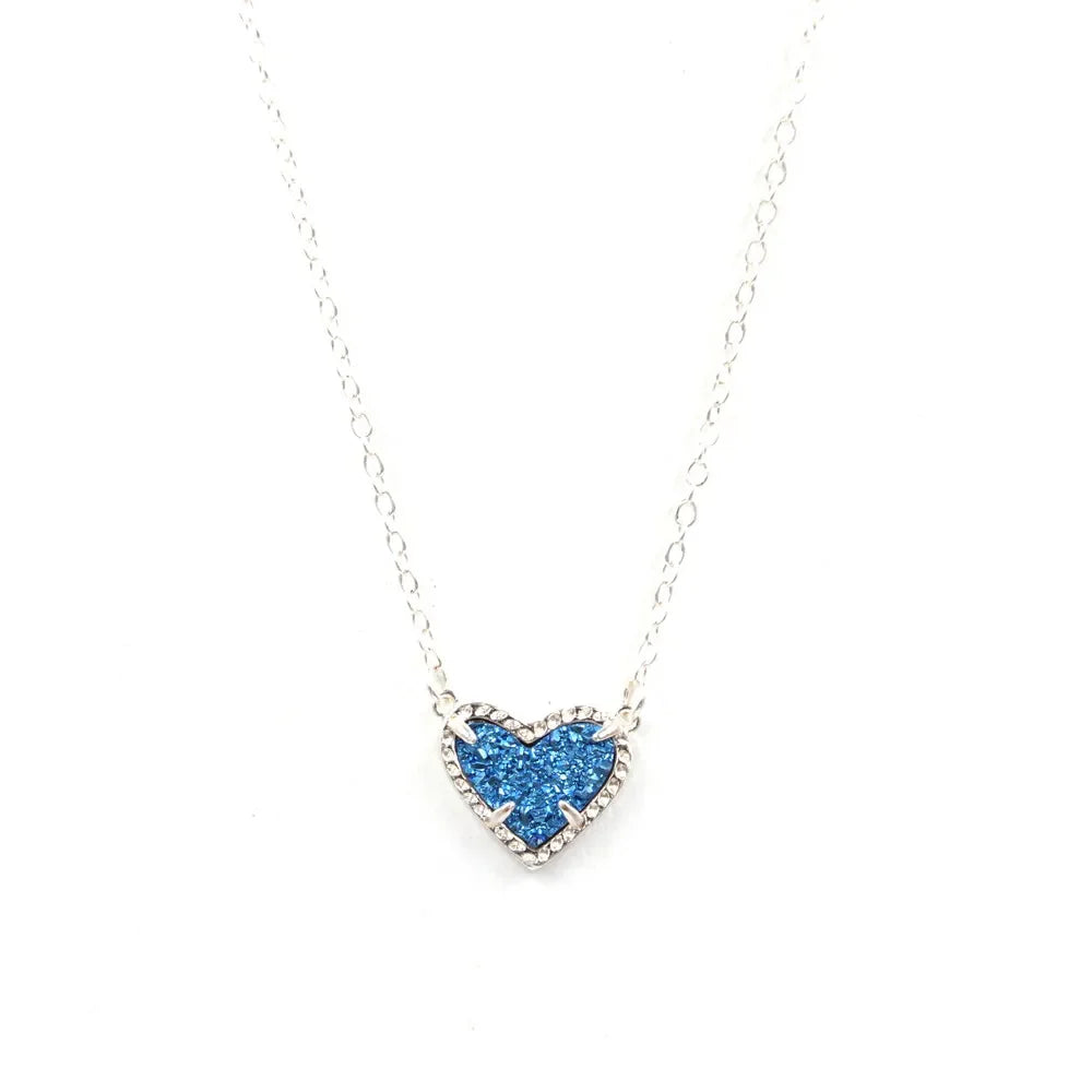 Gift Glitter Abalone Stone Small Heart Shaped 3D Resin Shell Mini Love Necklaces for Women Pendants-Dollar Bargains Online Shopping Australia