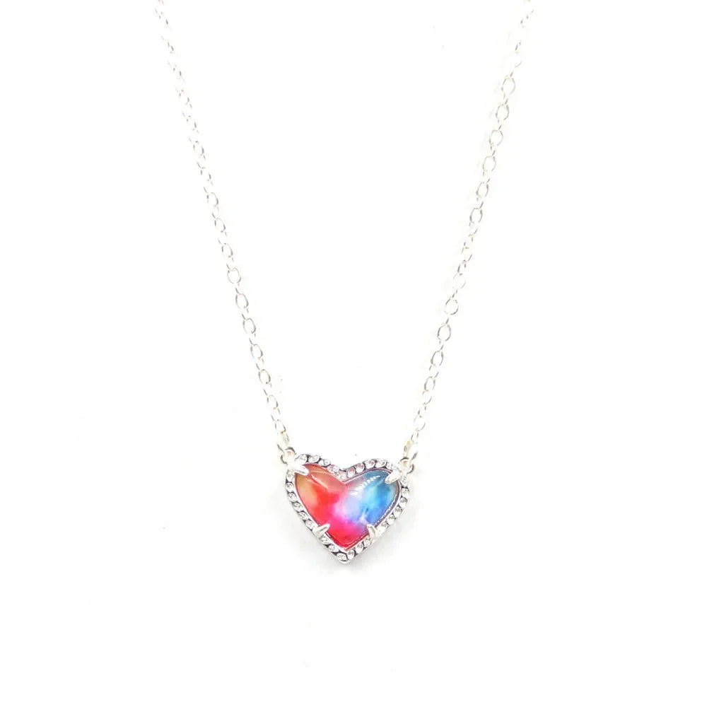 Gift Glitter Abalone Stone Small Heart Shaped 3D Resin Shell Mini Love Necklaces for Women Pendants-Dollar Bargains Online Shopping Australia