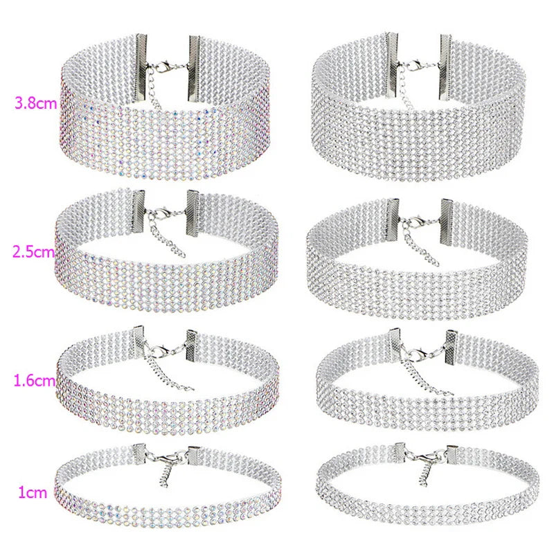 European Style Women Bundle Neck Element Necklace Jewelry Punk Hip Hop Choker Inlay Rhinestone Collar Gift-Dollar Bargains Online Shopping Australia
