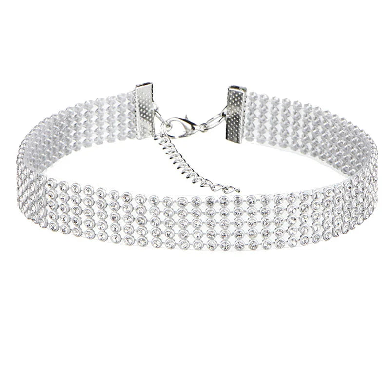 European Style Women Bundle Neck Element Necklace Jewelry Punk Hip Hop Choker Inlay Rhinestone Collar Gift-Dollar Bargains Online Shopping Australia