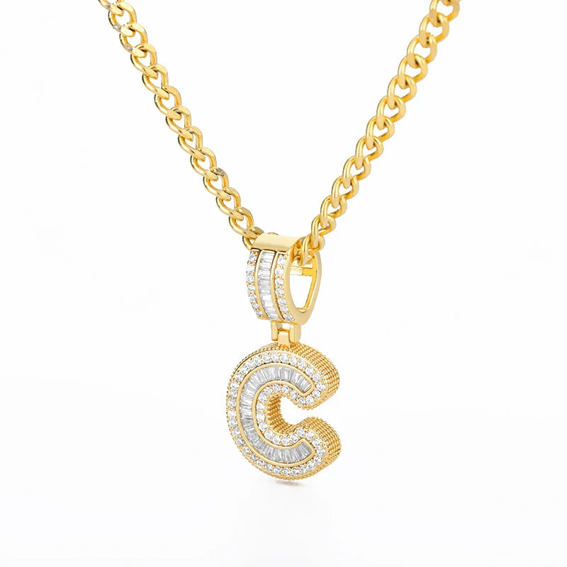 Cubic Zirconia Letter Pendant Necklaces Iced Out Rock Candy Style Initial Charms Necklace Fantastic Jewelry Gift-Dollar Bargains Online Shopping Australia