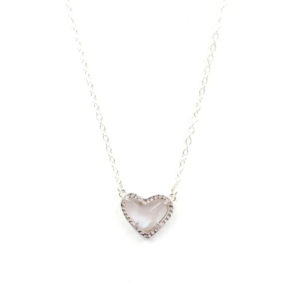 Gift Glitter Abalone Stone Small Heart Shaped 3D Resin Shell Mini Love Necklaces for Women Pendants-Dollar Bargains Online Shopping Australia