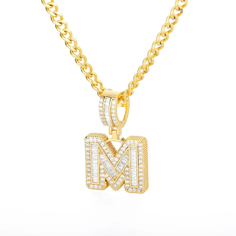 Cubic Zirconia Letter Pendant Necklaces Iced Out Rock Candy Style Initial Charms Necklace Fantastic Jewelry Gift-Dollar Bargains Online Shopping Australia