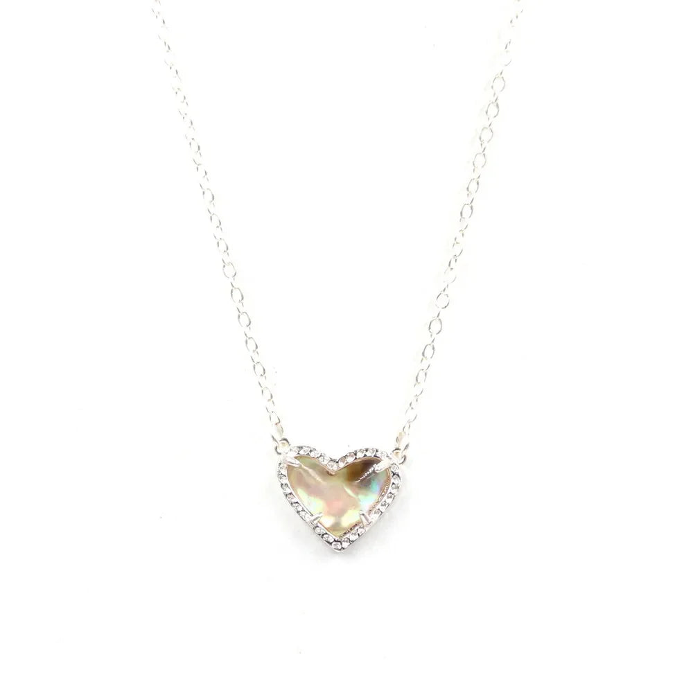 Gift Glitter Abalone Stone Small Heart Shaped 3D Resin Shell Mini Love Necklaces for Women Pendants-Dollar Bargains Online Shopping Australia