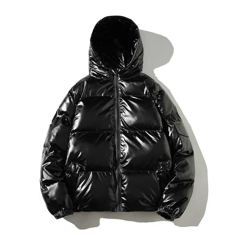 Winter Solid Color Parka Men Thick Hooded Jacket Warm Harajuku Coat Male Casual Zipper Jackets Windproof Outwear