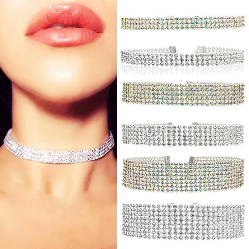 European Style Women Bundle Neck Element Necklace Jewelry Punk Hip Hop Choker Inlay Rhinestone Collar Gift-Dollar Bargains Online Shopping Australia