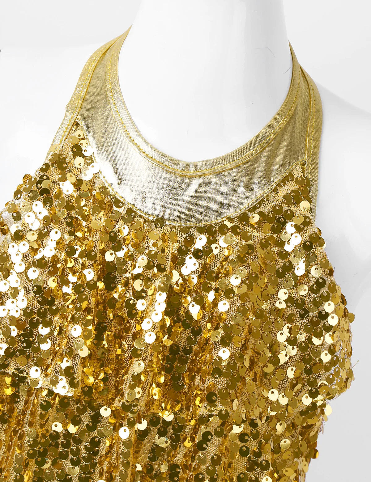 Shiny Sequins Kids Girls Halter Ballet Dance Stage Performance Dress Shorty Unitard Dress Modern Jazz Latin Dancing Costumes-Dollar Bargains Online Shopping Australia