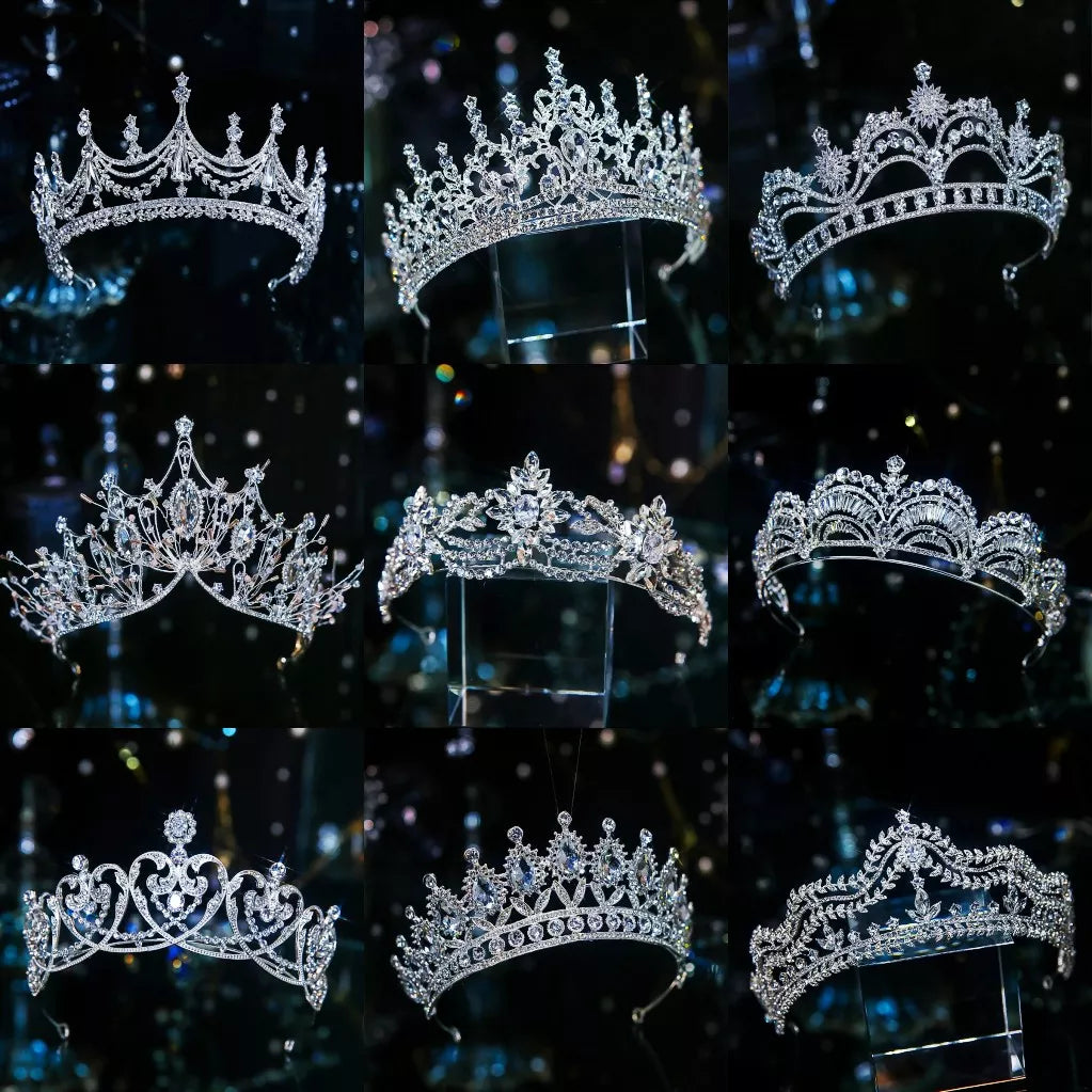 Silver Color Crystal Bridal Tiaras Crown Rhinestone Pageant Headpieces Wedding Hair Accessories