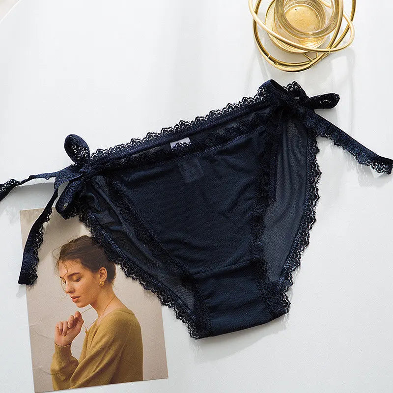 Ruffle Lace Mesh Seamless Panties For Women Hollow Out Transparent Sexy Underwear Briefs Female Lingerie Thongs-Dollar Bargains Online Shopping Australia