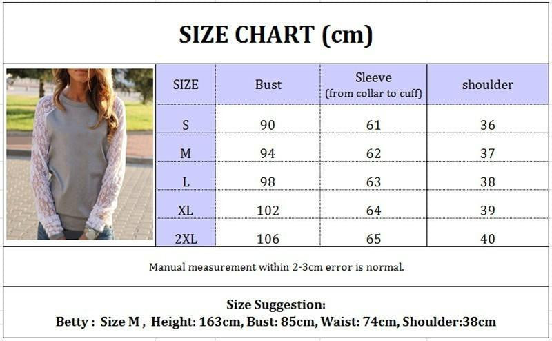 Woman shirt Women Lace Long Sleeve T Shirt O Neck Back Hollow Patchwork Shirts Tee Tops