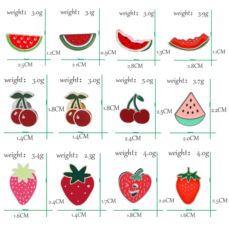30 Style Fruit Vintage Brooch Watermelon Strawberry Enamel Pin Badge Cherry Brooches For Women Jewelry Men Accessories Pins Gift