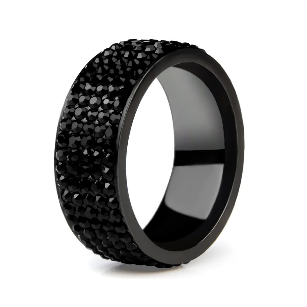 Punk Rock Stainless Steel Black Ring Men Crystal Ring For Women Wedding Ring Jewelry