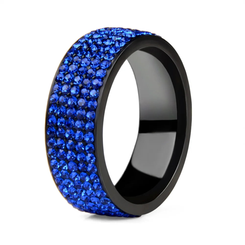 Punk Rock Stainless Steel Black Ring Men Crystal Ring For Women Wedding Ring Jewelry