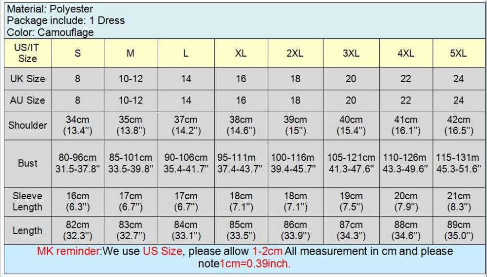 Women Summer Camouflage Bodycon Printed Short Sleeve Long Tops Ladies Causal Mini Dress Plus Size Vestidos