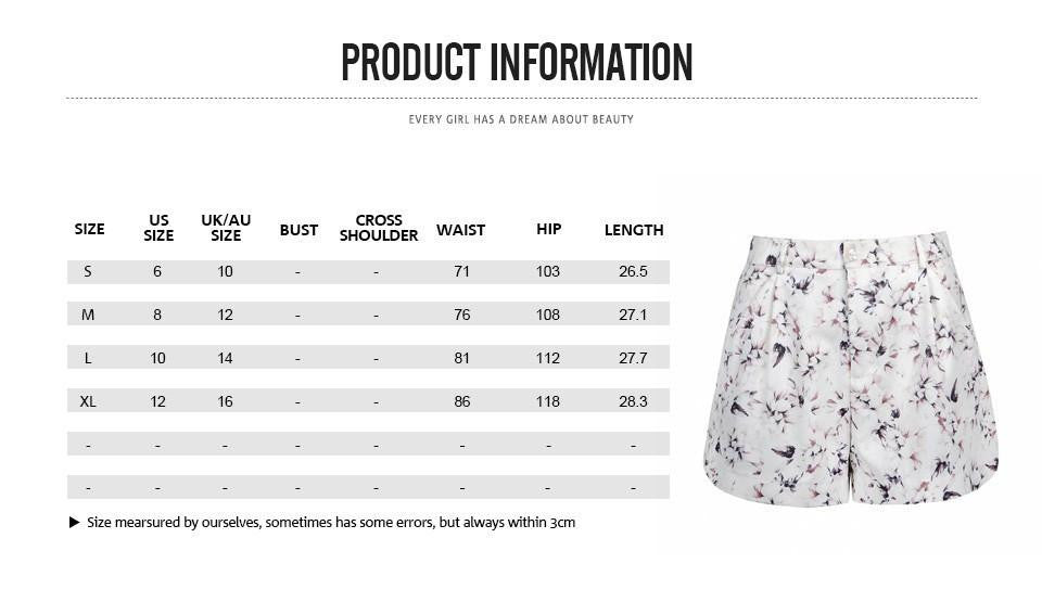 Shorts Women Chic Fashion mid waist casual print floral shorts flower brand female hot short