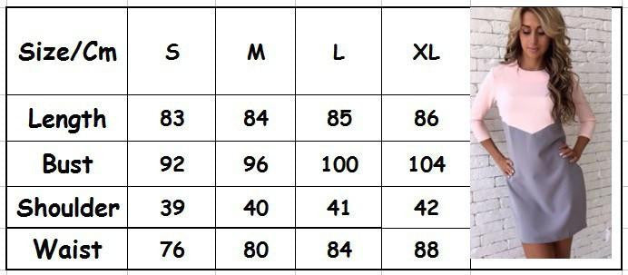 Women Casual Patchwork Mini Dress Autumn Winter O-Neck Three Quarter Sleeve Bodycon Dress GV397