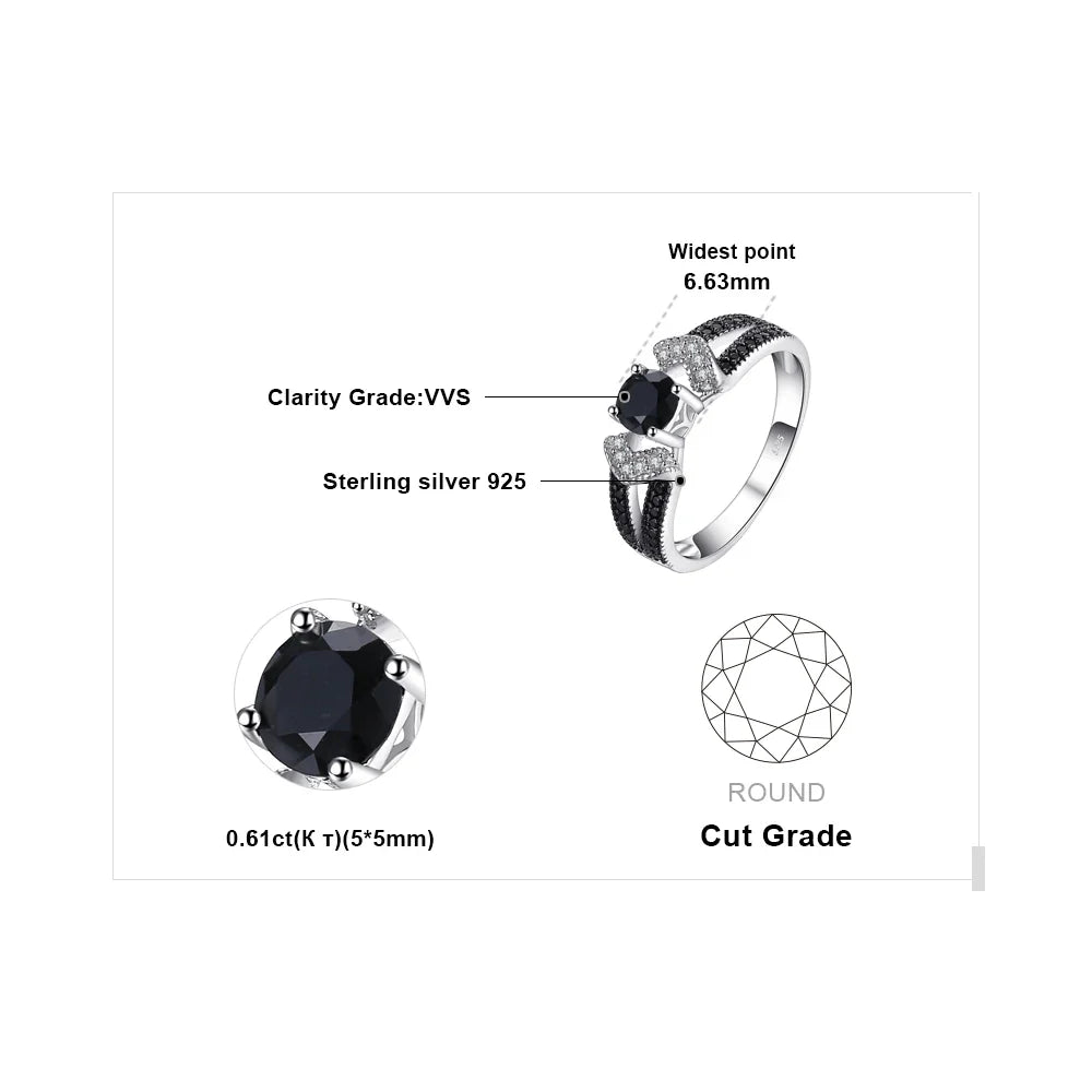 Natural Black Spinel 925 Sterling Silver Engagement Wedding Band Ring for Women Trendy Fine Jewelry Fashion Gift
