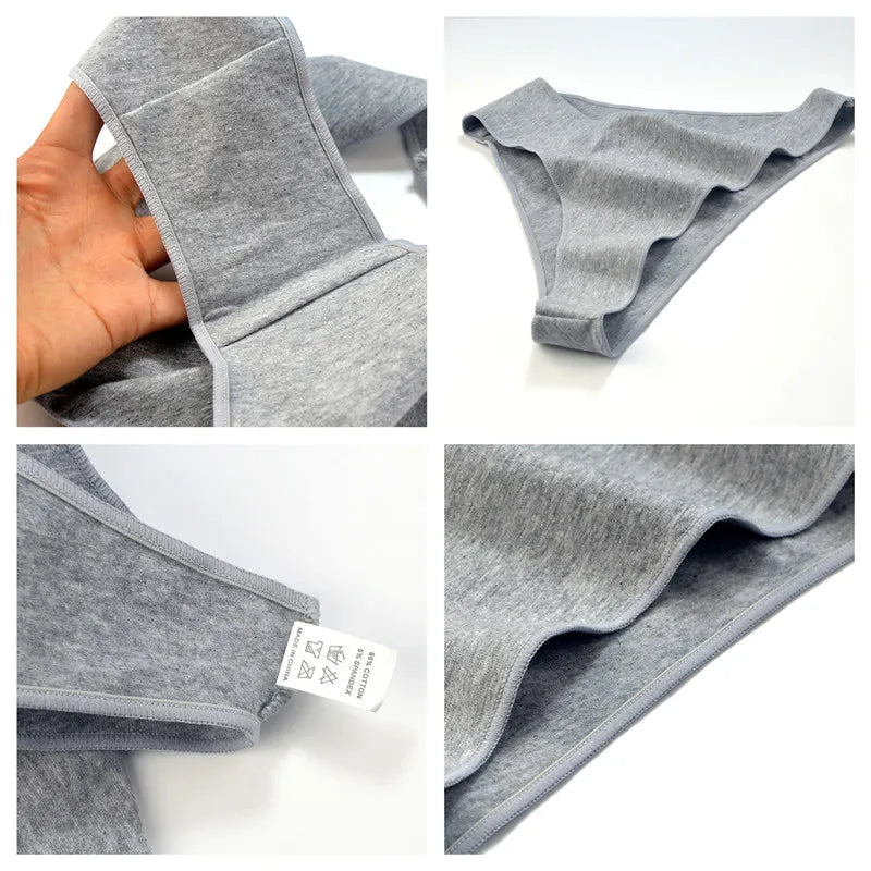 3Pcs Cotton Underwear Seamless Panties For Women Low Rise Briefs Female Solid Color Comfort Pantys Breathable Lingerie
