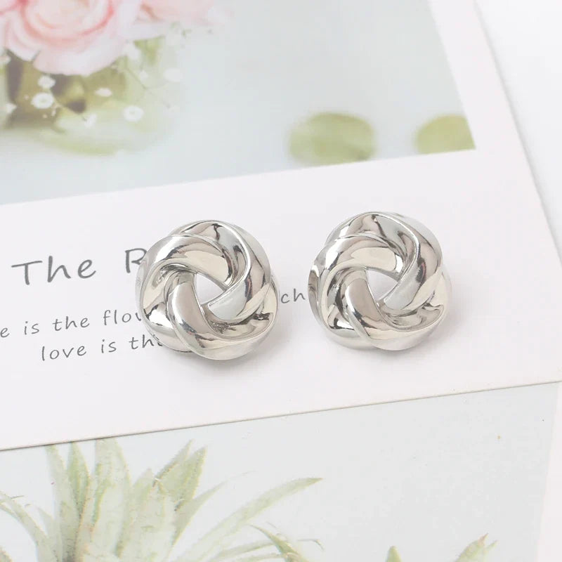 Exaggerated Geometry Irregular Metal Dangle Earrings Spiral Twist Knot Round Smooth Brincos Jewelry-Dollar Bargains Online Shopping Australia