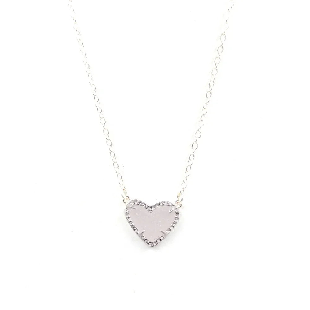 Gift Glitter Abalone Stone Small Heart Shaped 3D Resin Shell Mini Love Necklaces for Women Pendants-Dollar Bargains Online Shopping Australia