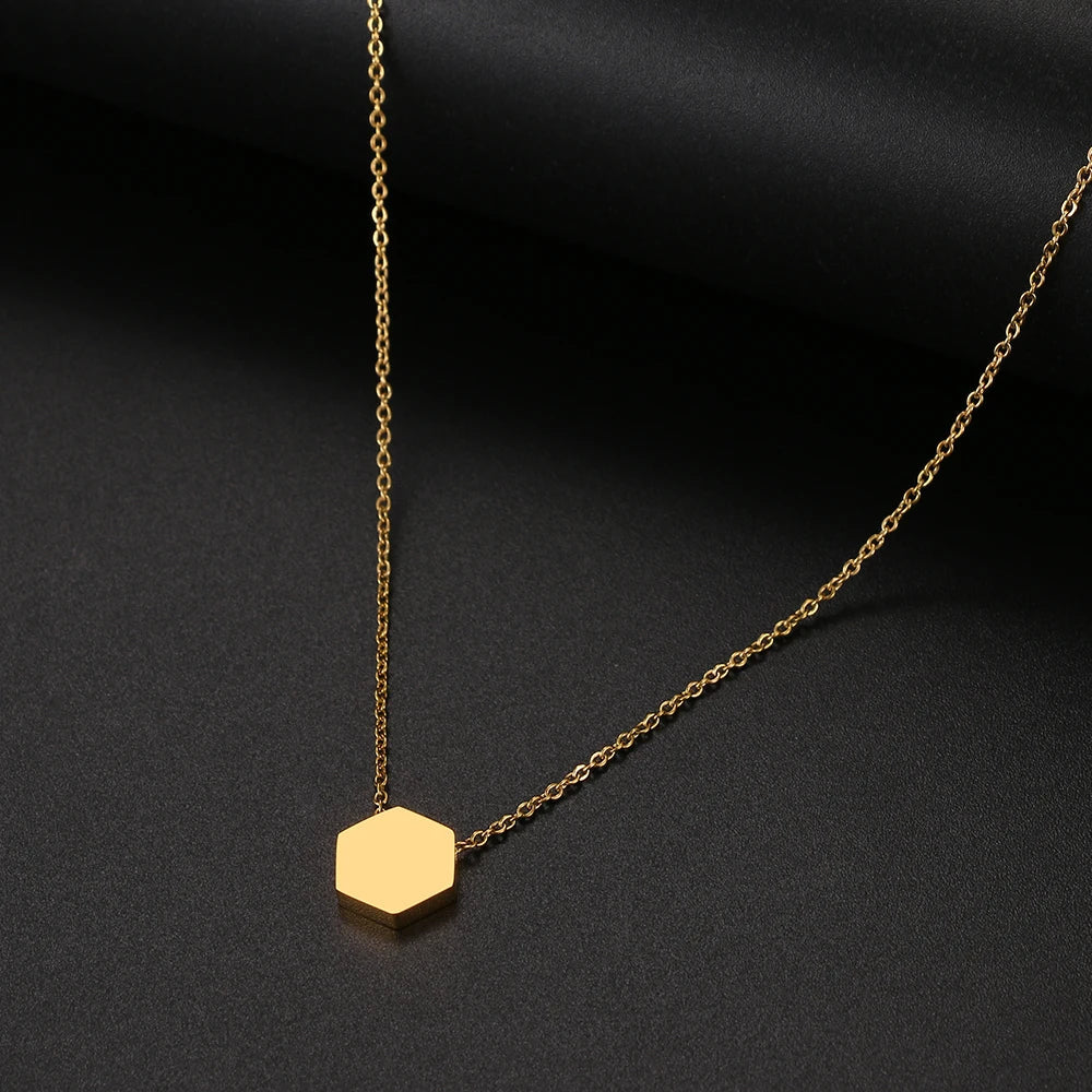 Stainless Steel Necklaces Minimalist Four-leaf Clover Geometric Style Fashion Chain Necklace for Women Collar Pendant Jewelry-Dollar Bargains Online Shopping Australia