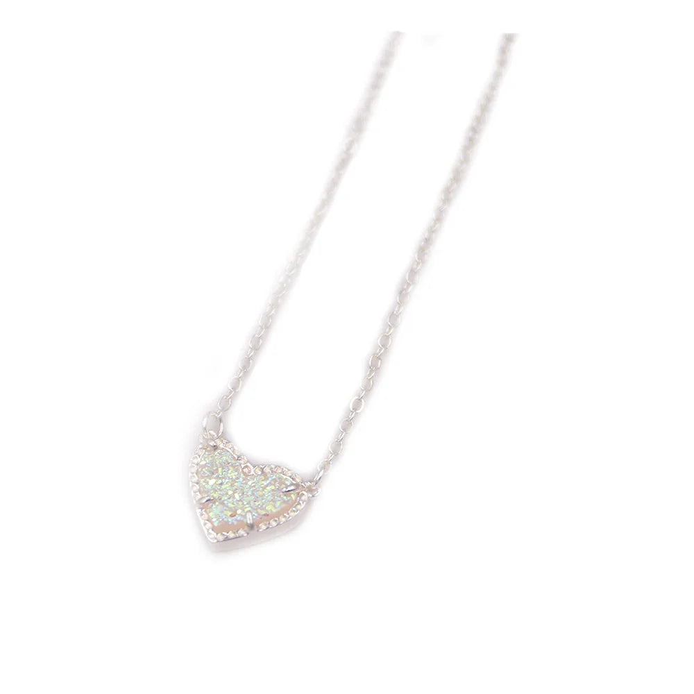 Gift Glitter Abalone Stone Small Heart Shaped 3D Resin Shell Mini Love Necklaces for Women Pendants-Dollar Bargains Online Shopping Australia