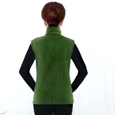 Plus Size Autumn Women Polar Fleece Fabric Vest Large Sleeveless Jacket Fashion Zipper Women's Leisure gilet-Dollar Bargains Online Shopping Australia