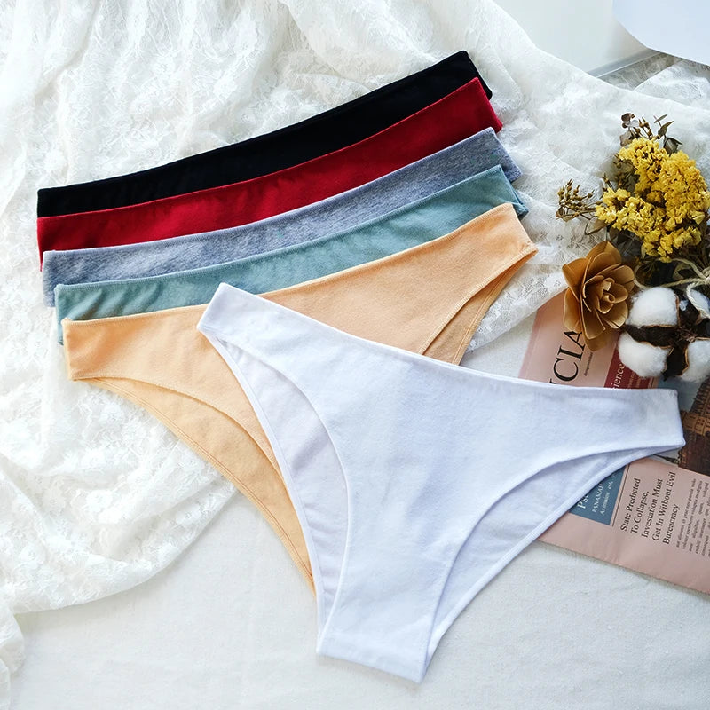 3Pcs Cotton Underwear Seamless Panties For Women Low Rise Briefs Female Solid Color Comfort Pantys Breathable Lingerie