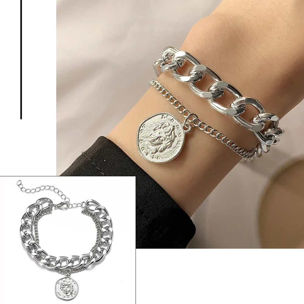FNIO Bohemian Bracelets for Women Fashion Multilayer Beaded Chain Bracelets Set Charm Bracelet Bangles Jewelry Punk-Dollar Bargains Online Shopping Australia