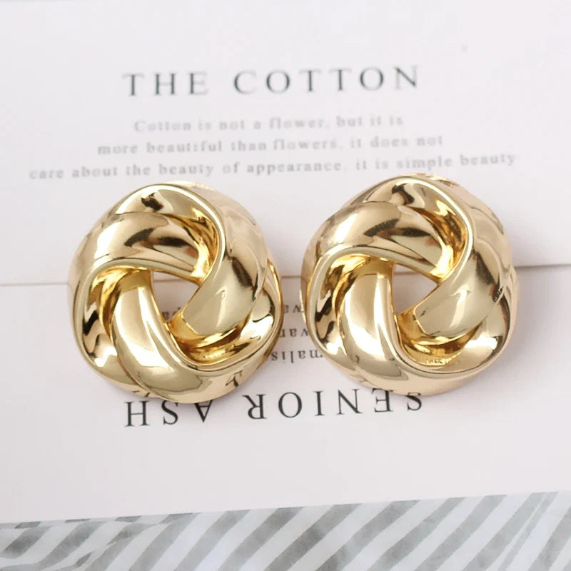 Exaggerated Geometry Irregular Metal Dangle Earrings Spiral Twist Knot Round Smooth Brincos Jewelry-Dollar Bargains Online Shopping Australia