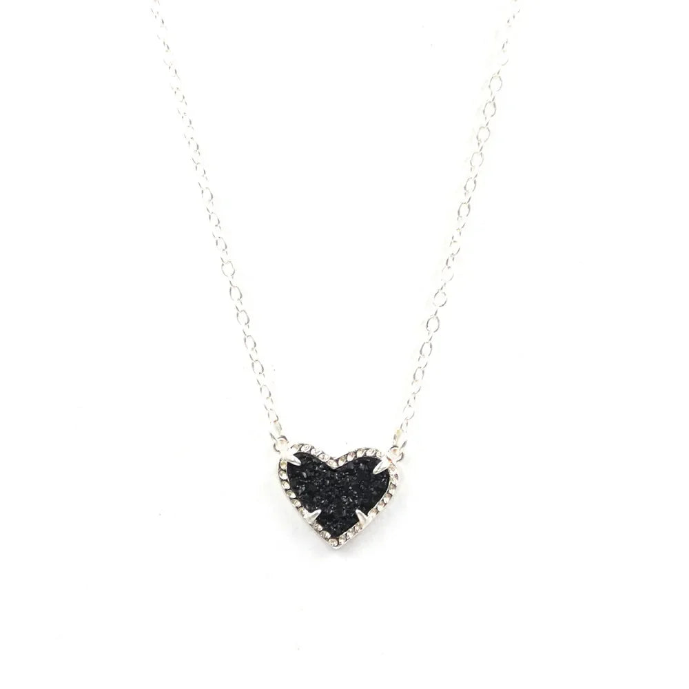 Gift Glitter Abalone Stone Small Heart Shaped 3D Resin Shell Mini Love Necklaces for Women Pendants-Dollar Bargains Online Shopping Australia