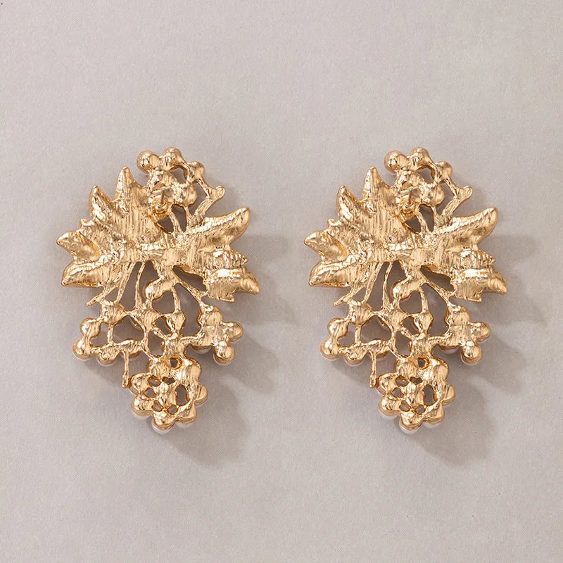 Earrings 2021 Trend Fairy Grunge Jewelry Sets Sweet Little Fresh Temperament Alloy Simplicity Leaf Inlaid Pearl Woman Earring-Dollar Bargains Online Shopping Australia