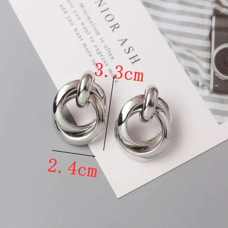 Exaggerated Geometry Irregular Metal Dangle Earrings Spiral Twist Knot Round Smooth Brincos Jewelry-Dollar Bargains Online Shopping Australia