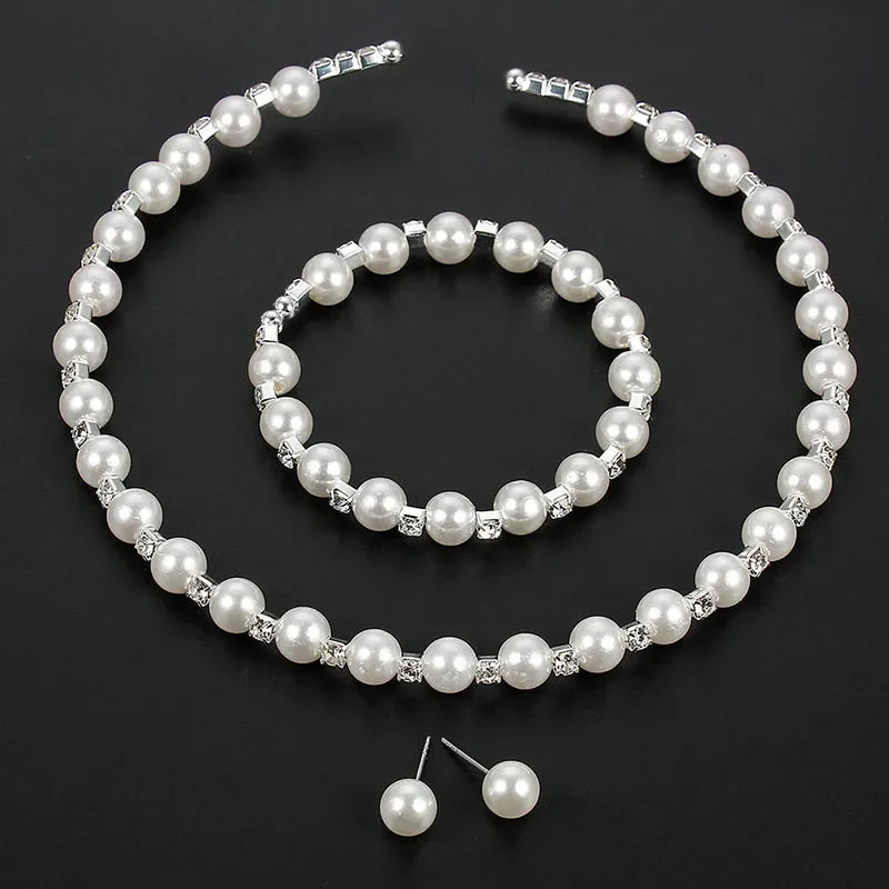 Rhinestone Choker Necklaces Torques Collar Women Statement Jewelry Girl Imitation Pearls Necklace-Dollar Bargains Online Shopping Australia