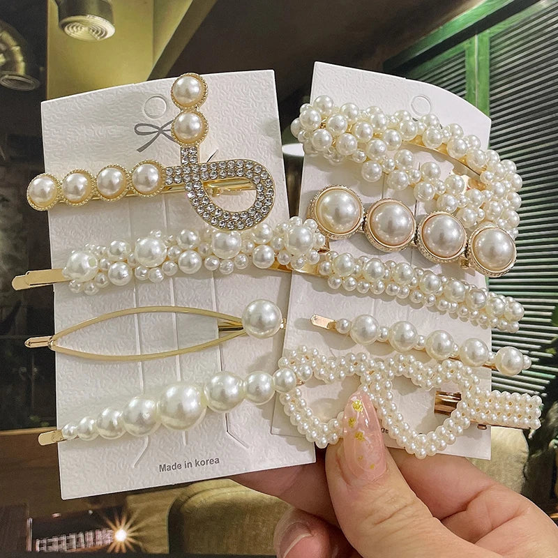 Pearl Hair Clips For Women Korean Women Hairpins Girl Geometric Hair Barrettes Fashion Hairgrip Hair Accessories