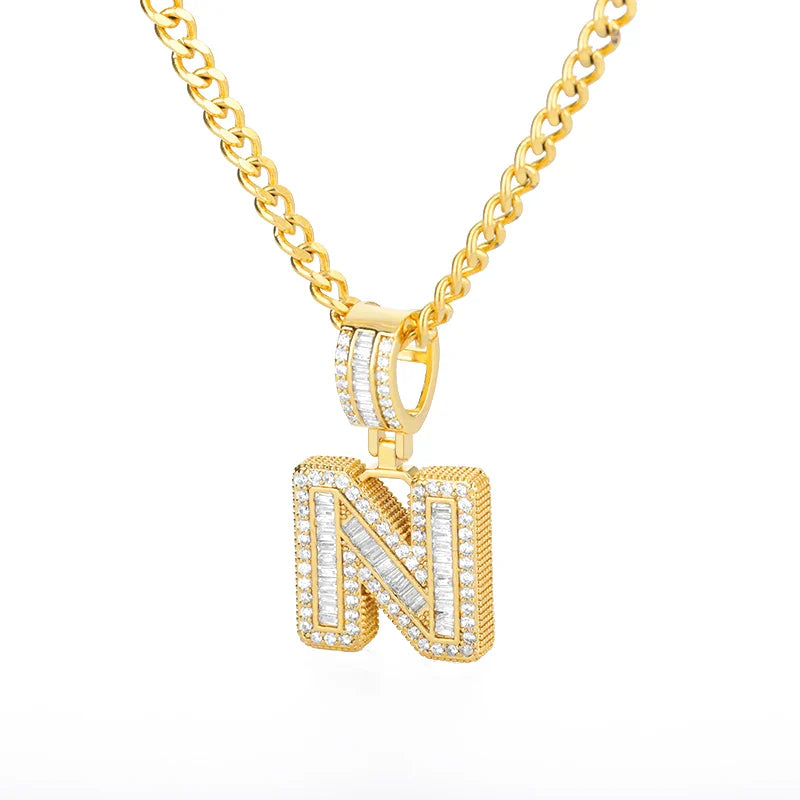 Cubic Zirconia Letters A-Z Pendant Necklaces Iced Out Rock Candy Style Initial Charms Necklace Fantastic Jewelry Gift-Dollar Bargains Online Shopping Australia
