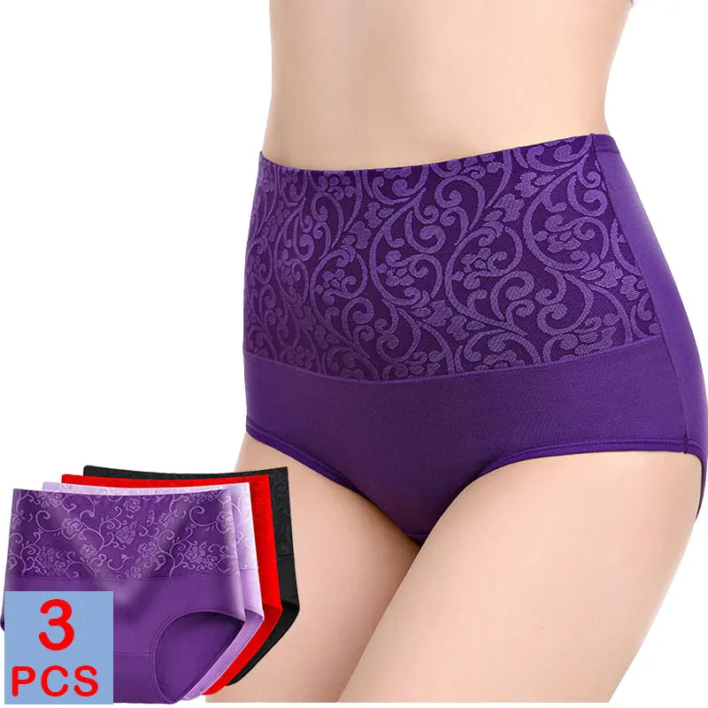 3Pcs Cotton Panties for Women Plus Size Underwear High Waist Abdominal Briefs Female Girl Postpartum Recovery Panties Women's