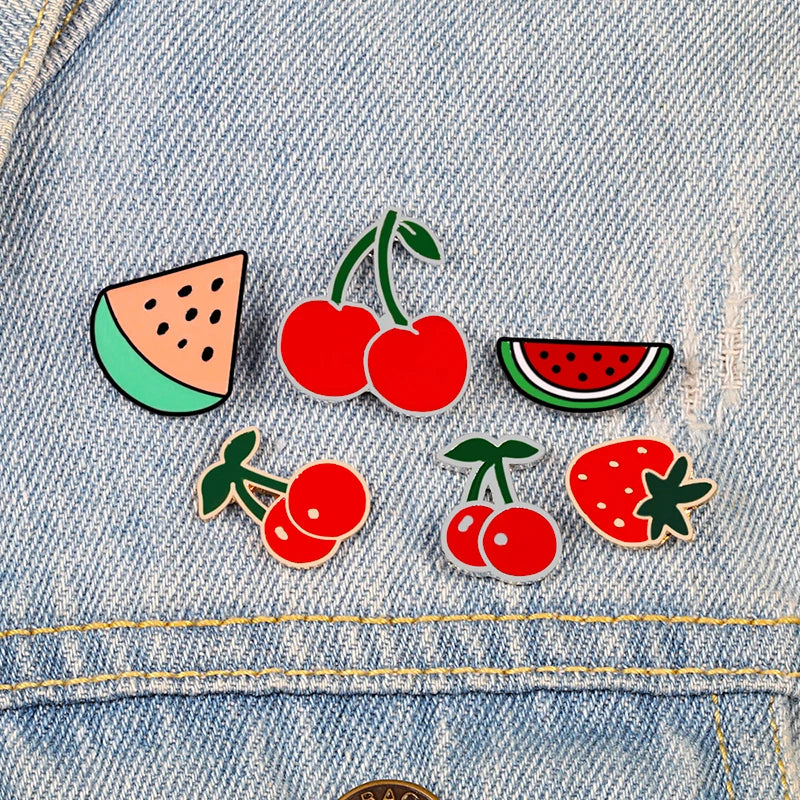 30 Style Fruit Vintage Brooch Watermelon Strawberry Enamel Pin Badge Cherry Brooches For Women Jewelry Men Accessories Pins Gift