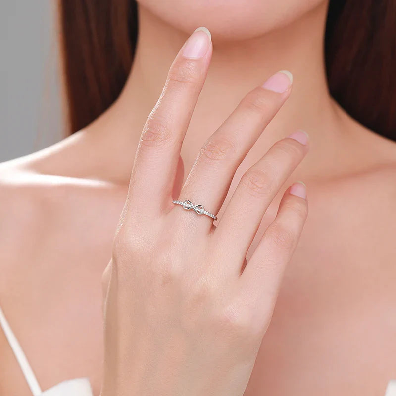 Sterling Silver Infinity Love Infinite CZ Rings For Women Wedding Engagement Fine Female Jewelry