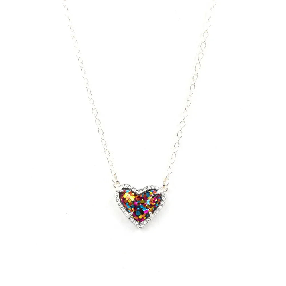 Gift Glitter Abalone Stone Small Heart Shaped 3D Resin Shell Mini Love Necklaces for Women Pendants-Dollar Bargains Online Shopping Australia