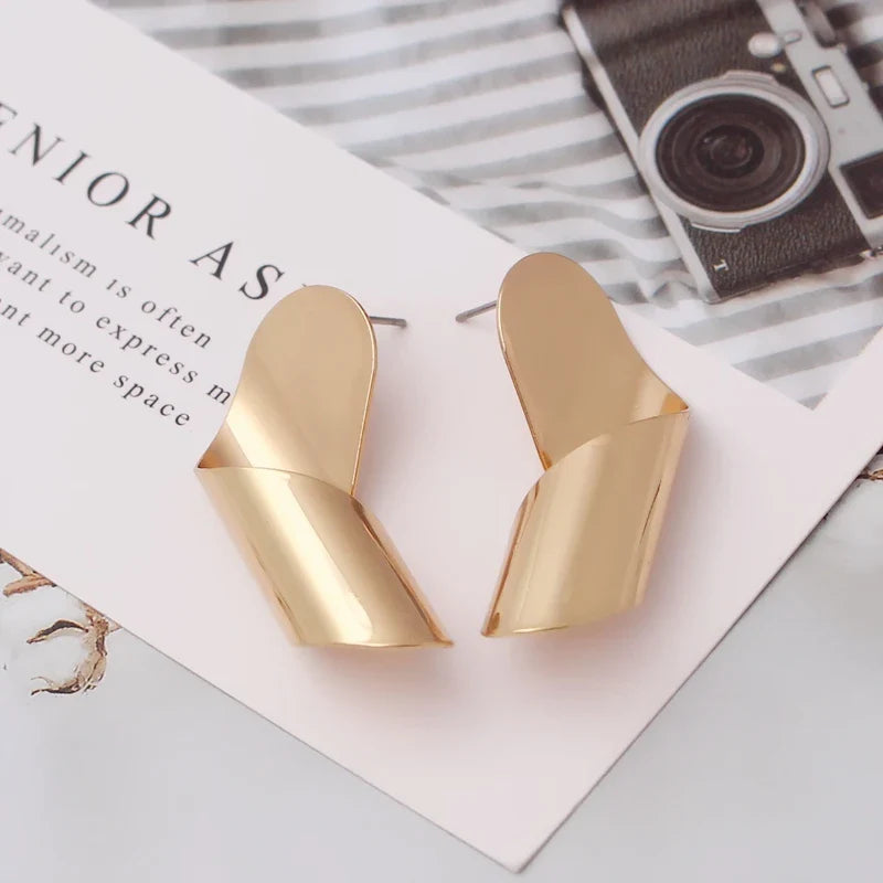 Exaggerated Geometry Irregular Metal Dangle Earrings Spiral Twist Knot Round Smooth Brincos Jewelry-Dollar Bargains Online Shopping Australia
