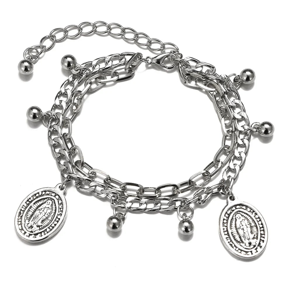 FNIO Bohemian Bracelets for Women Fashion Multilayer Beaded Chain Bracelets Set Charm Bracelet Bangles Jewelry Punk-Dollar Bargains Online Shopping Australia