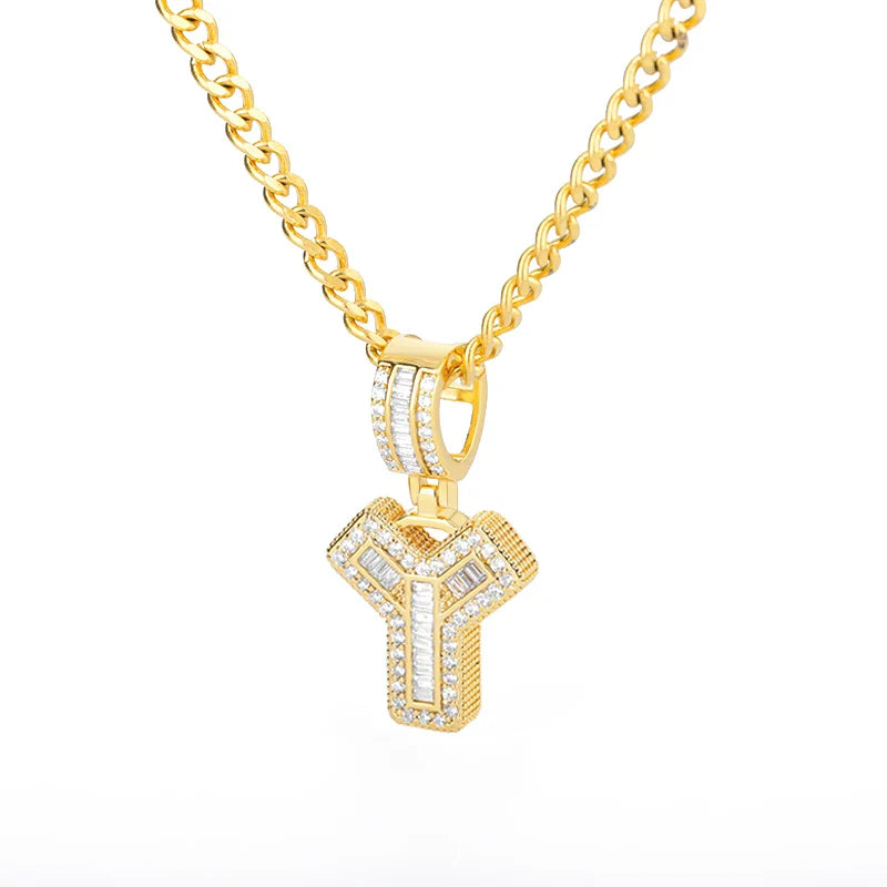 Cubic Zirconia Letters A-Z Pendant Necklaces Iced Out Rock Candy Style Initial Charms Necklace Fantastic Jewelry Gift-Dollar Bargains Online Shopping Australia