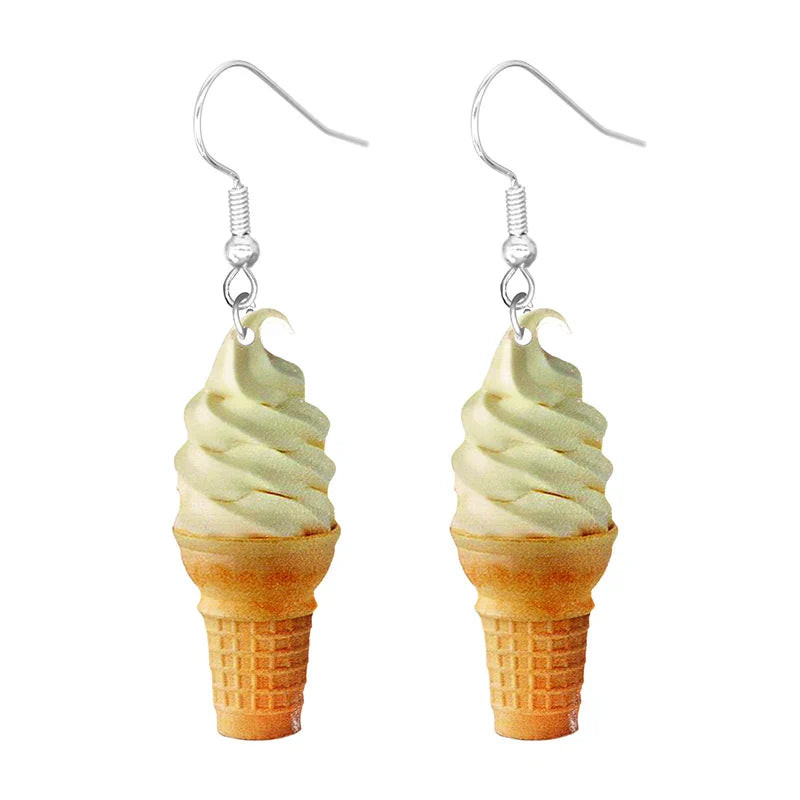 Food Earring 2D Handmade Cute Interesting Taco Corn Crunchy Burger Biscuits French Fries Ice Cream Cheese Cute-Dollar Bargains Online Shopping Australia