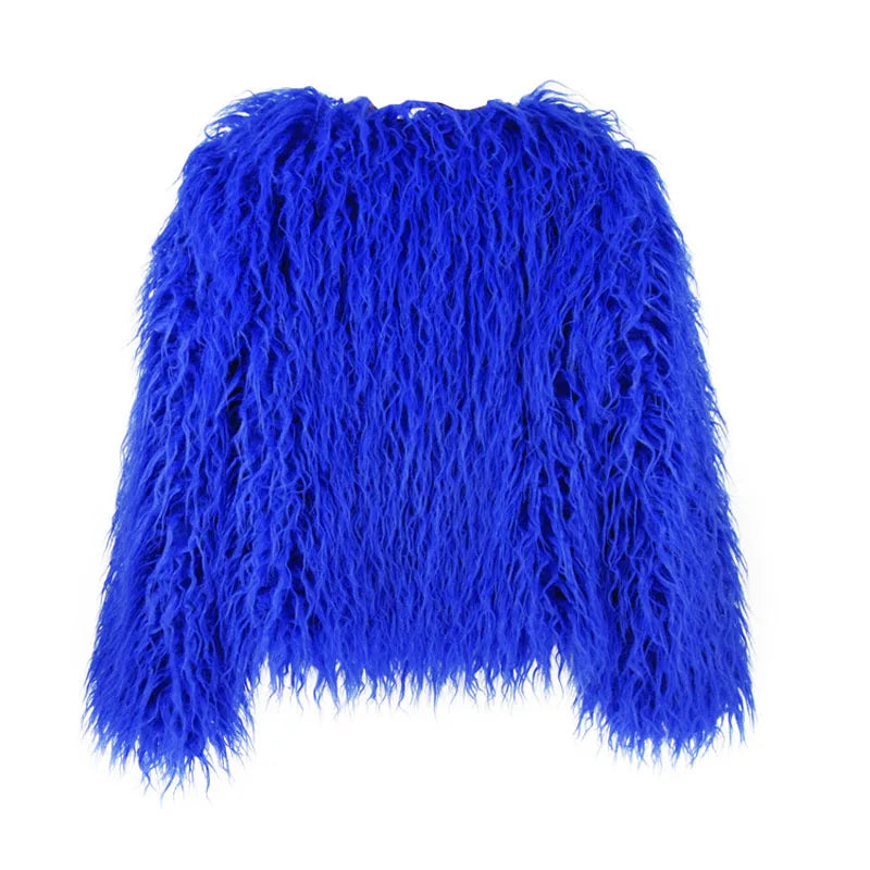 Fur Coats Women Autumn Winter Top Fashion Pink Faux Fur Coat Elegant Thick Warm Faux Fur Jackets-Dollar Bargains Online Shopping Australia