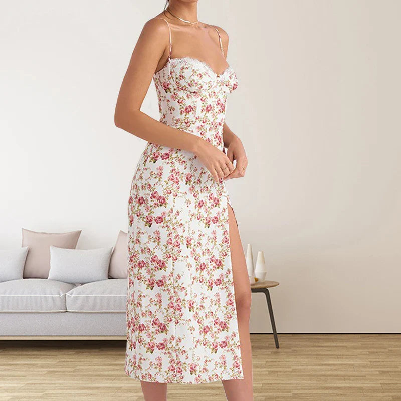 Women's Summer Style Small Fragmented Flower Split Dress-Dollar Bargains Online Shopping Australia